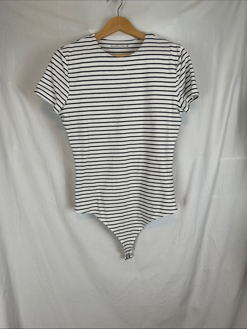 Women's Abercrombie and Fitch Short Sleeve Stripe Thong Bodysuit Cotton Blend XL
